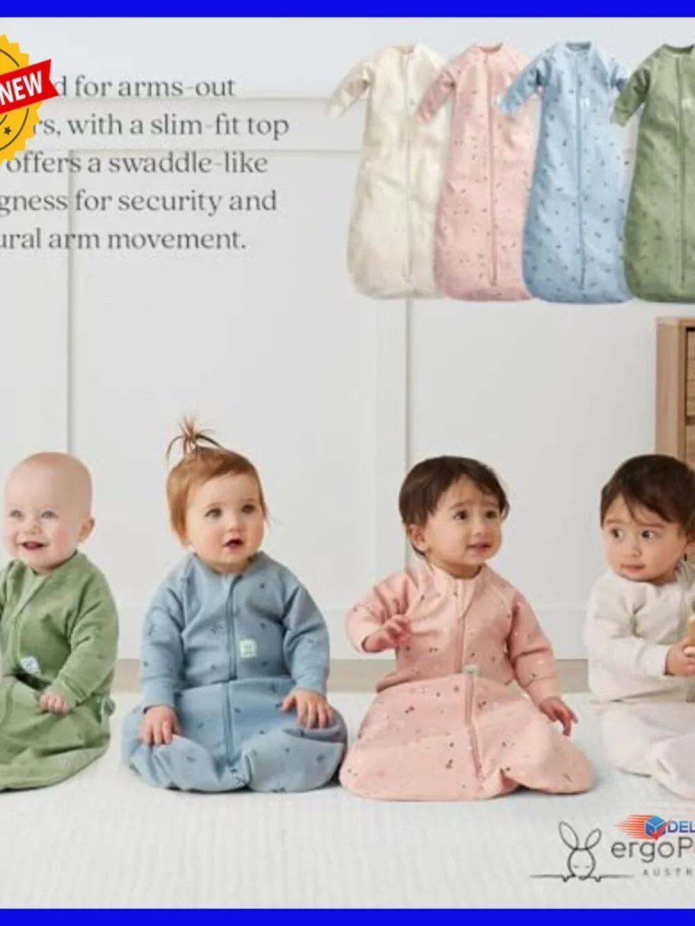 Organic Cotton Baby Sleep Sack 1.0 TOG Arms-Out Wearable Blanket 8-24 Months